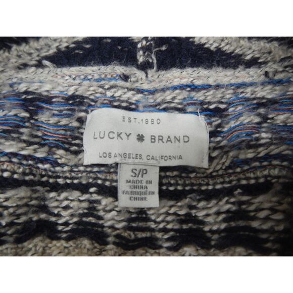 Lucky Brand Aztec Geometric‎ Open Long Cardigan Sweater Womens Small Petite Boho - Picture 3 of 12